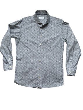 Eton Men's Slim Fit Blue & White Paisley 100% Cotton Poplin Shirt Size 16½ / 42